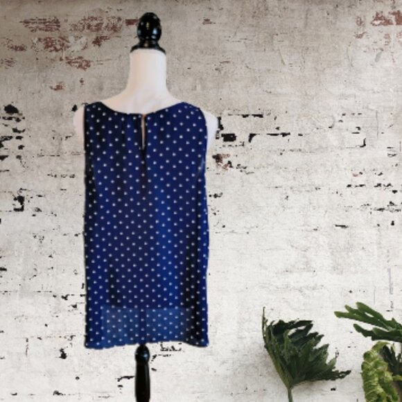 NWT Est 1946 Sleeveless Polka Dot and Floral Blouse Navy Blue in Size Large - Picture 4 of 4